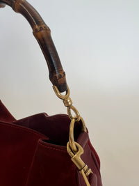 Gucci Bamboo Suede 2way Red Bag